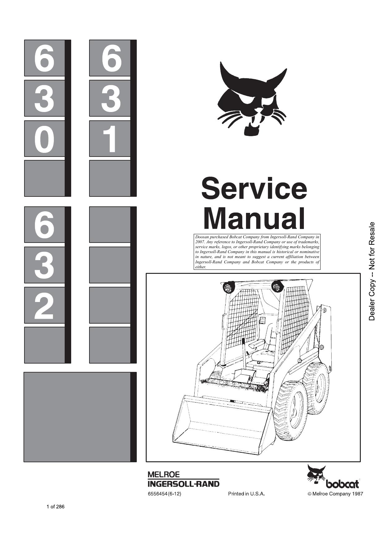 630 631 632 Loader Service Manual Bobcat